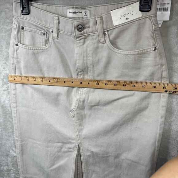 Abercrombie & Fitch NEW Women Denim Jean Midi Skirt Sz 29/8 High Rise Front Slit - Picture 8 of 12